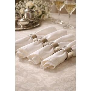 Vintage 1950s Stainless Steel Napkin Rings Set of 4, 2x1”